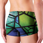 Blue And Green Stained Glass Print Men's Boxer Briefs