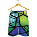Blue And Green Stained Glass Print Men's Shorts