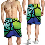 Blue And Green Stained Glass Print Men's Shorts