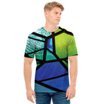 Blue And Green Stained Glass Print Men's T-Shirt