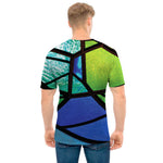 Blue And Green Stained Glass Print Men's T-Shirt