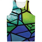 Blue And Green Stained Glass Print Men's Tank Top