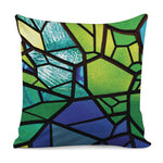 Blue And Green Stained Glass Print Pillow Cover