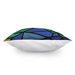 Blue And Green Stained Glass Print Pillow Cover