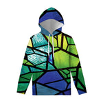 Blue And Green Stained Glass Print Pullover Hoodie