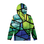 Blue And Green Stained Glass Print Pullover Hoodie