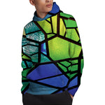 Blue And Green Stained Glass Print Pullover Hoodie