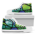 Blue And Green Stained Glass Print White High Top Sneakers
