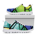 Blue And Green Stained Glass Print White Running Shoes