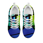 Blue And Green Stained Glass Print White Sneakers