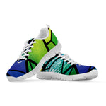 Blue And Green Stained Glass Print White Sneakers