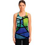 Blue And Green Stained Glass Print Women's Racerback Tank Top