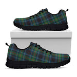 Blue And Green Tartan Pattern Print Black Sneakers