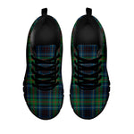Blue And Green Tartan Pattern Print Black Sneakers