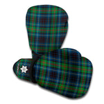 Blue And Green Tartan Pattern Print Boxing Gloves