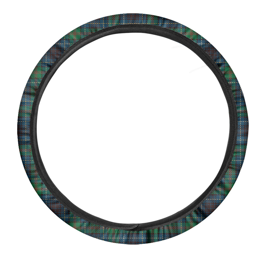 Blue And Green Tartan Pattern Print Car Steering Wheel Cover
