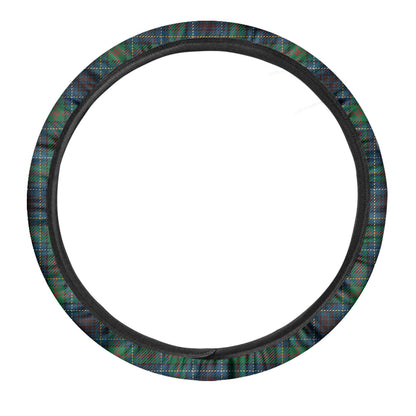 Blue And Green Tartan Pattern Print Car Steering Wheel Cover