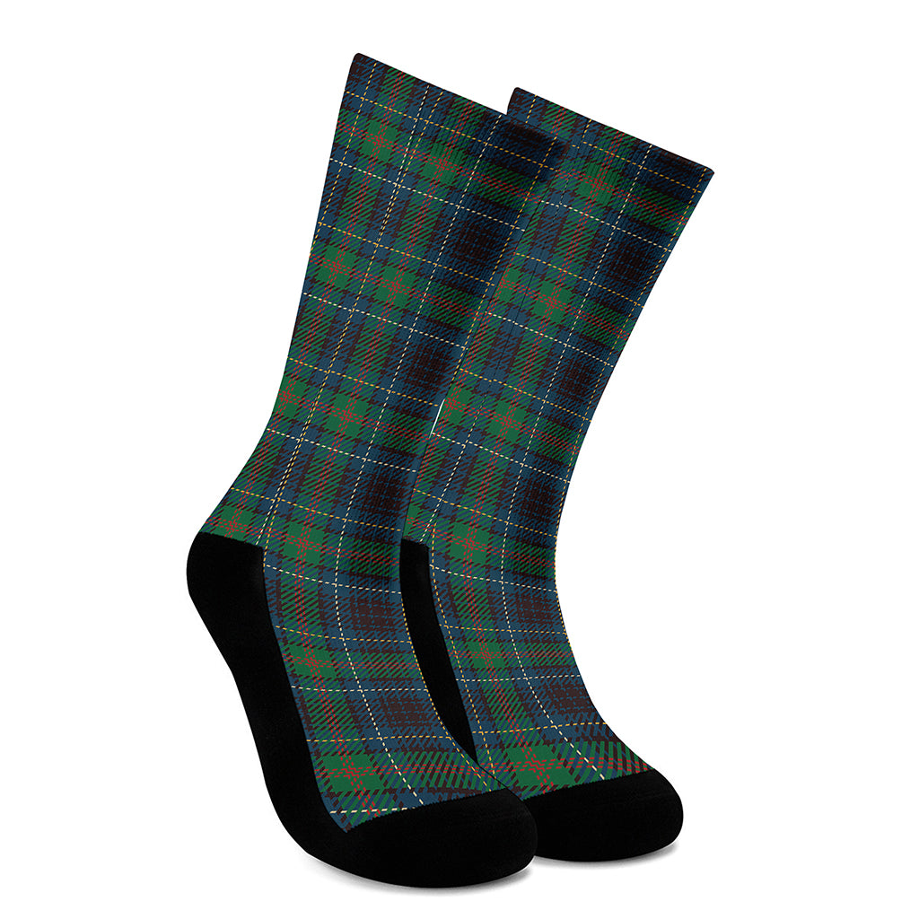 Blue And Green Tartan Pattern Print Crew Socks