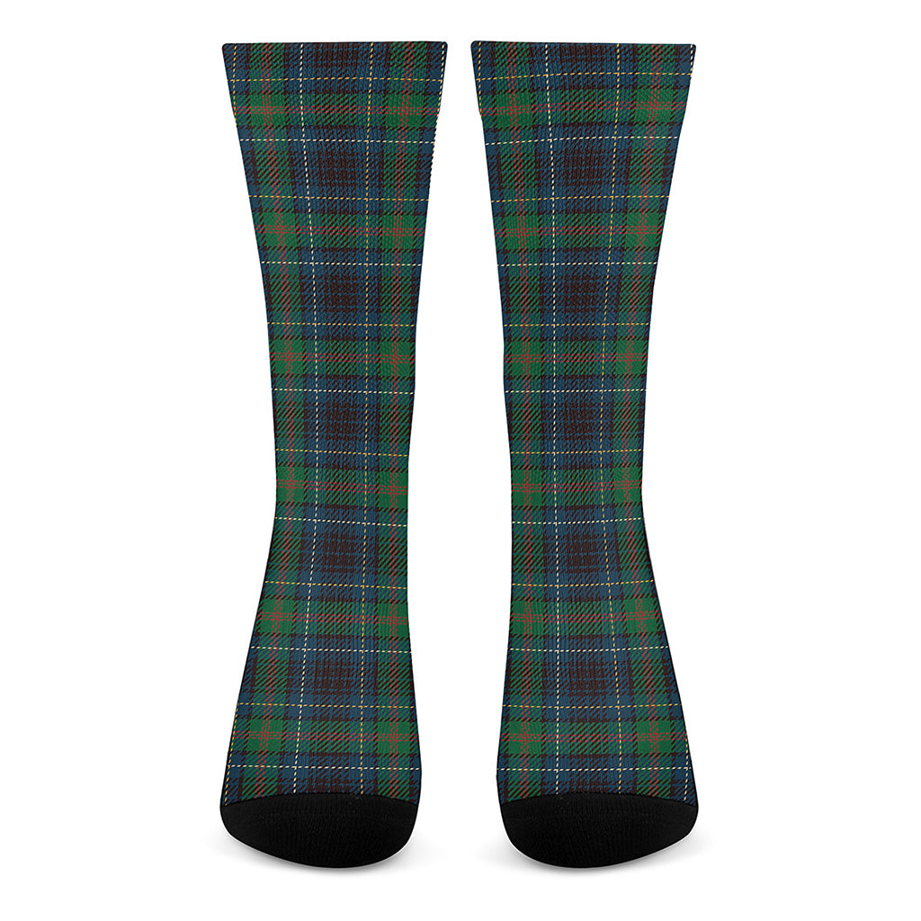 Blue And Green Tartan Pattern Print Crew Socks