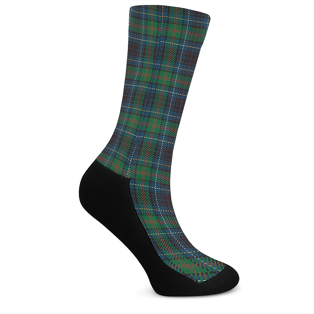 Blue And Green Tartan Pattern Print Crew Socks