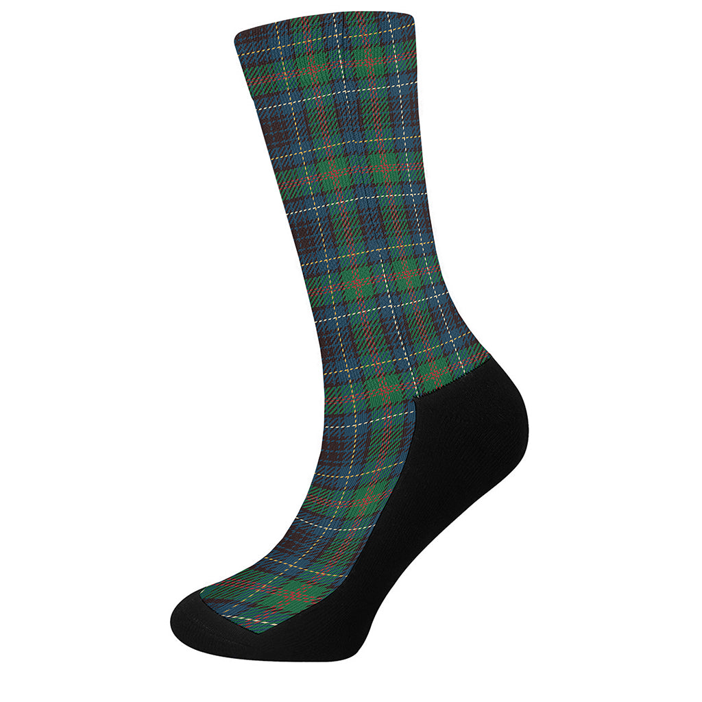 Blue And Green Tartan Pattern Print Crew Socks