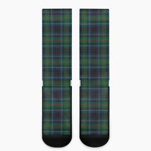 Blue And Green Tartan Pattern Print Crew Socks