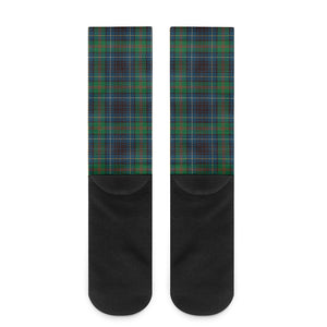 Blue And Green Tartan Pattern Print Crew Socks