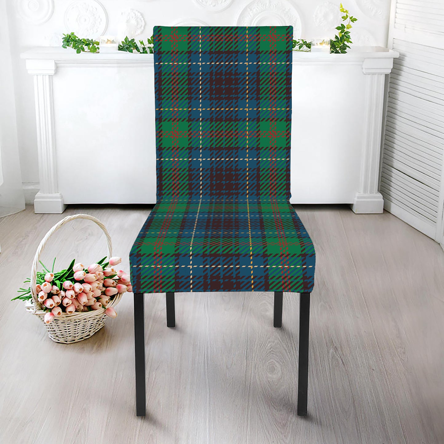 Blue And Green Tartan Pattern Print Dining Chair Slipcover