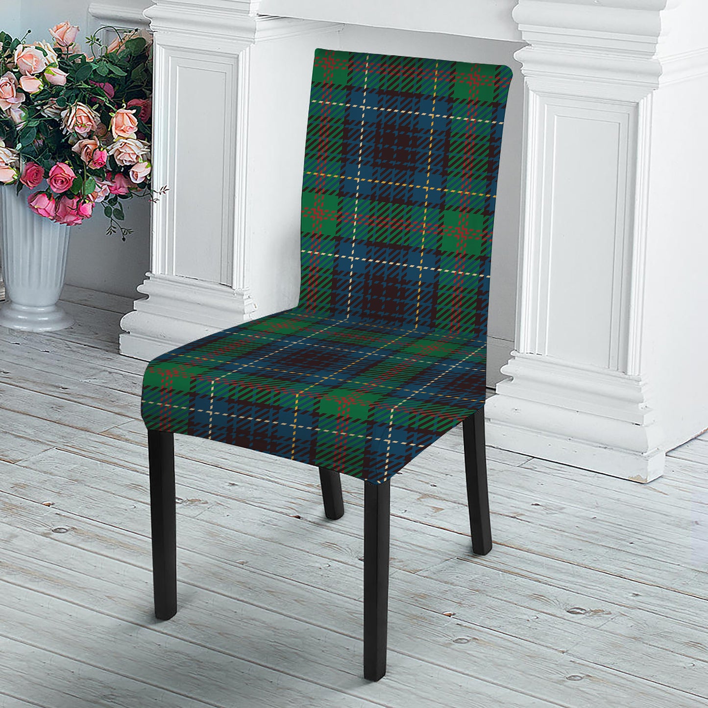 Blue And Green Tartan Pattern Print Dining Chair Slipcover