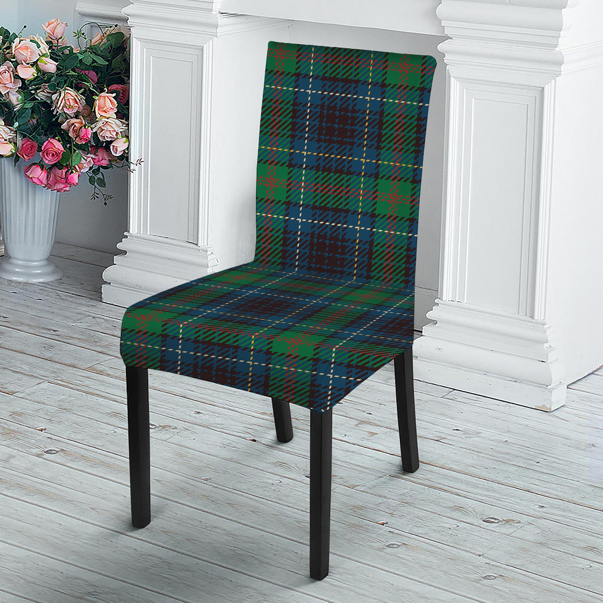 Blue And Green Tartan Pattern Print Dining Chair Slipcover