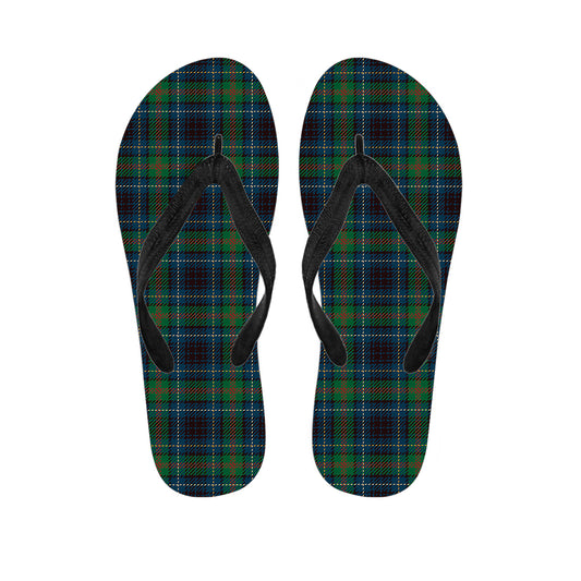 Blue And Green Tartan Pattern Print Flip Flops