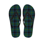 Blue And Green Tartan Pattern Print Flip Flops