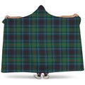 Blue And Green Tartan Pattern Print Hooded Blanket