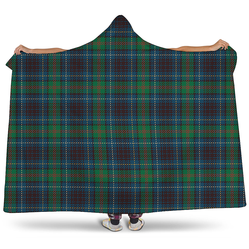 Blue And Green Tartan Pattern Print Hooded Blanket