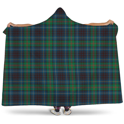 Blue And Green Tartan Pattern Print Hooded Blanket