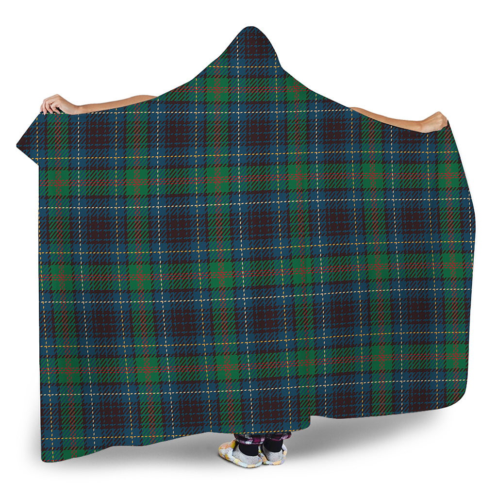 Blue And Green Tartan Pattern Print Hooded Blanket