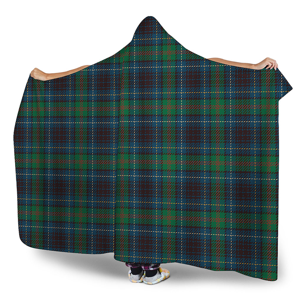 Blue And Green Tartan Pattern Print Hooded Blanket