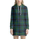 Blue And Green Tartan Pattern Print Hoodie Dress