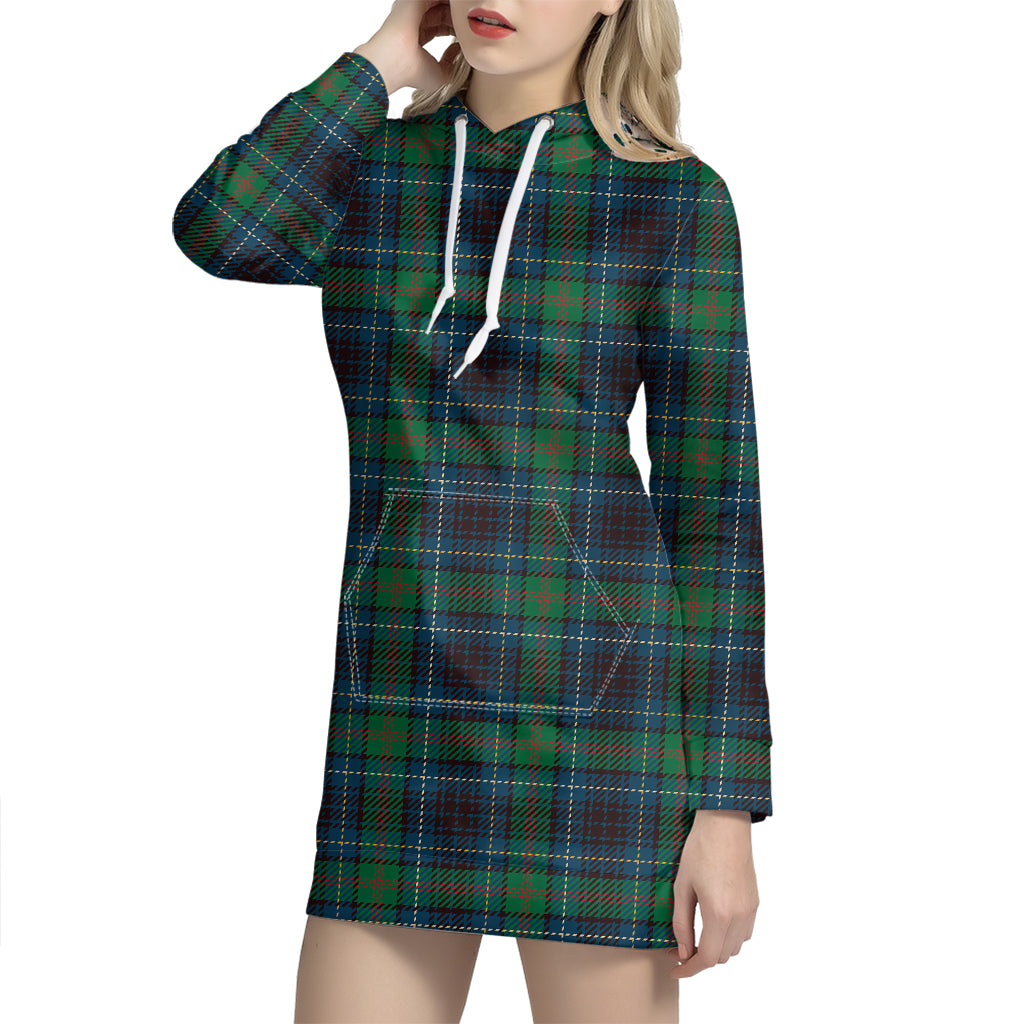 Blue And Green Tartan Pattern Print Hoodie Dress