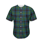 Blue And Green Tartan Pattern Print Men's Baseball Jersey