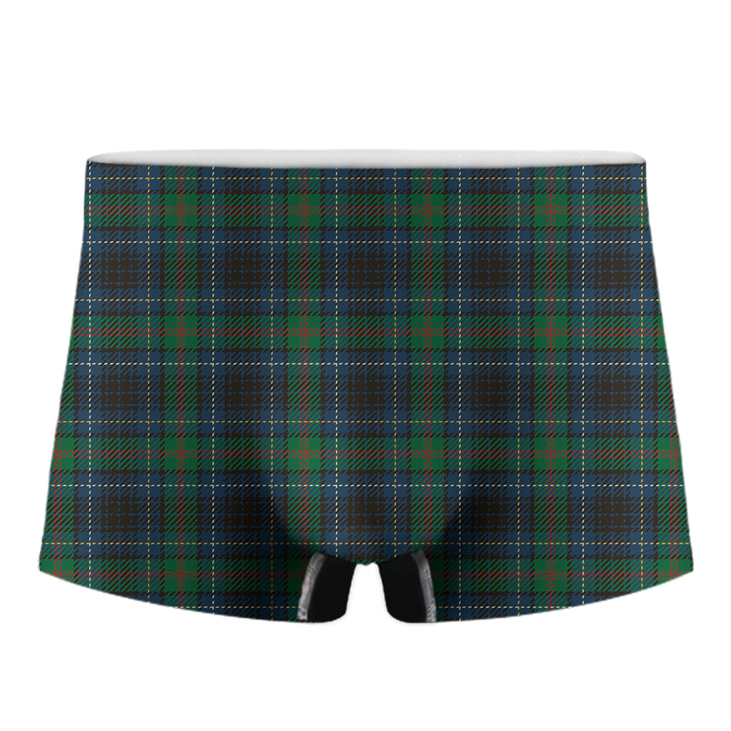 Blue And Green Tartan Pattern Print Men's Boxer Briefs