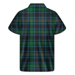 Blue And Green Tartan Pattern Print Men's Short Sleeve Shirt