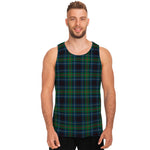 Blue And Green Tartan Pattern Print Men's Tank Top