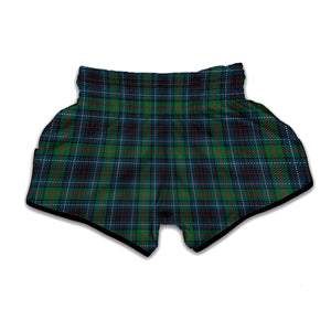 Blue And Green Tartan Pattern Print Muay Thai Boxing Shorts