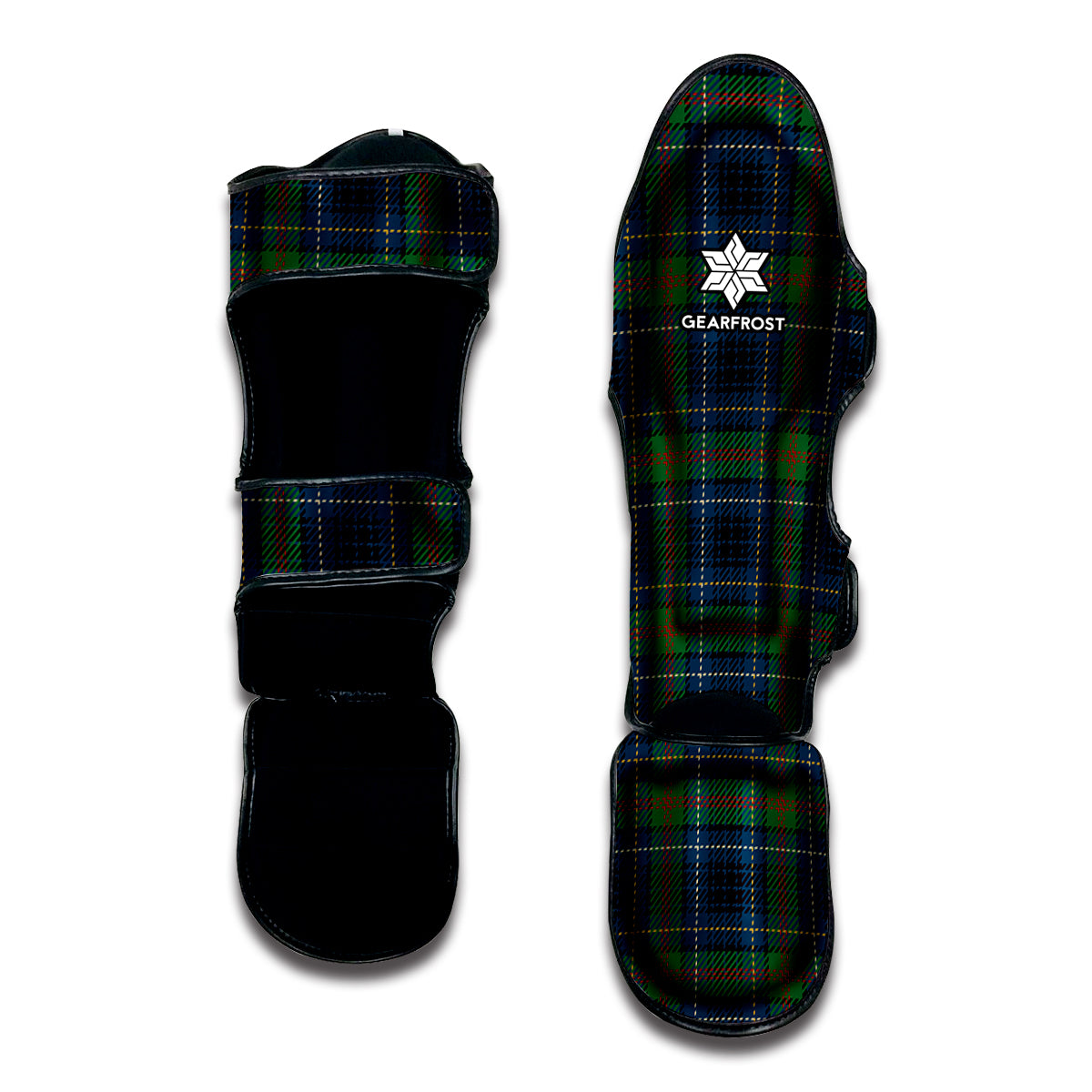 Blue And Green Tartan Pattern Print Muay Thai Shin Guard