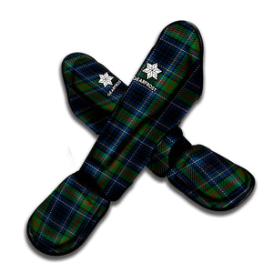 Blue And Green Tartan Pattern Print Muay Thai Shin Guard