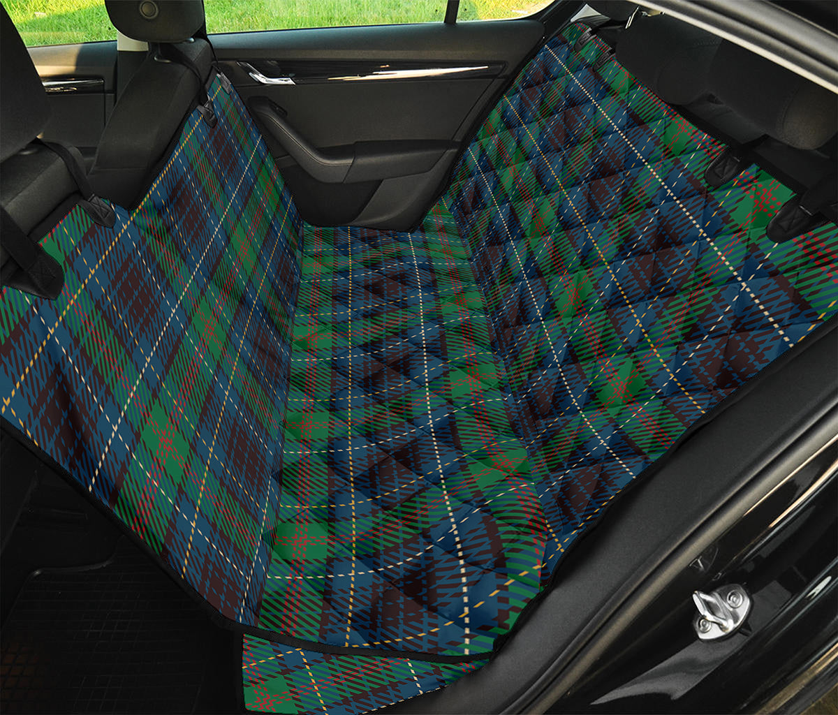 Blue And Green Tartan Pattern Print Pet Car Back Seat Cover