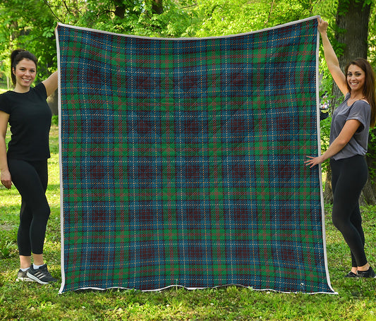 Blue And Green Tartan Pattern Print Quilt