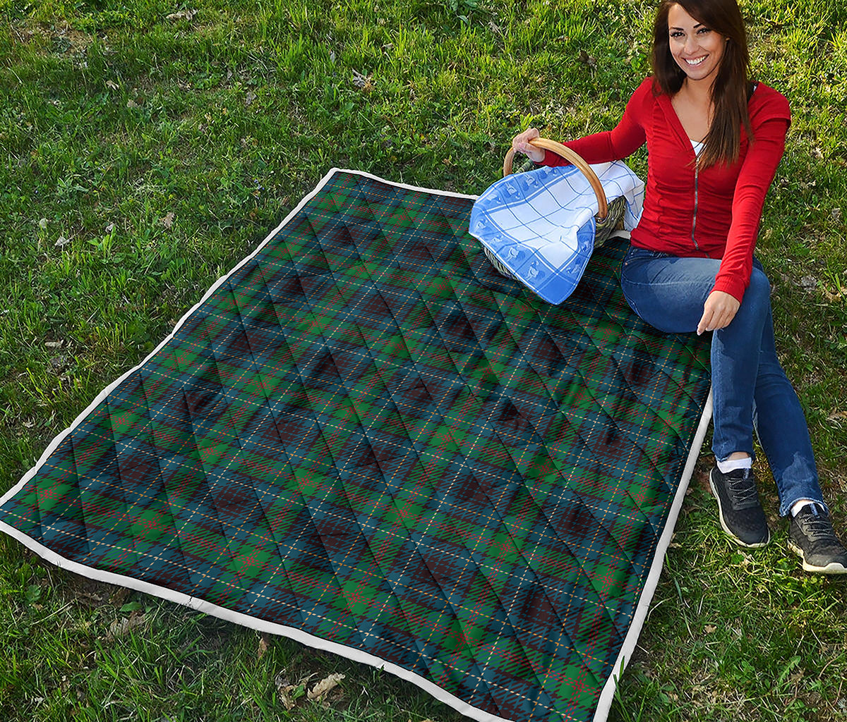 Blue And Green Tartan Pattern Print Quilt