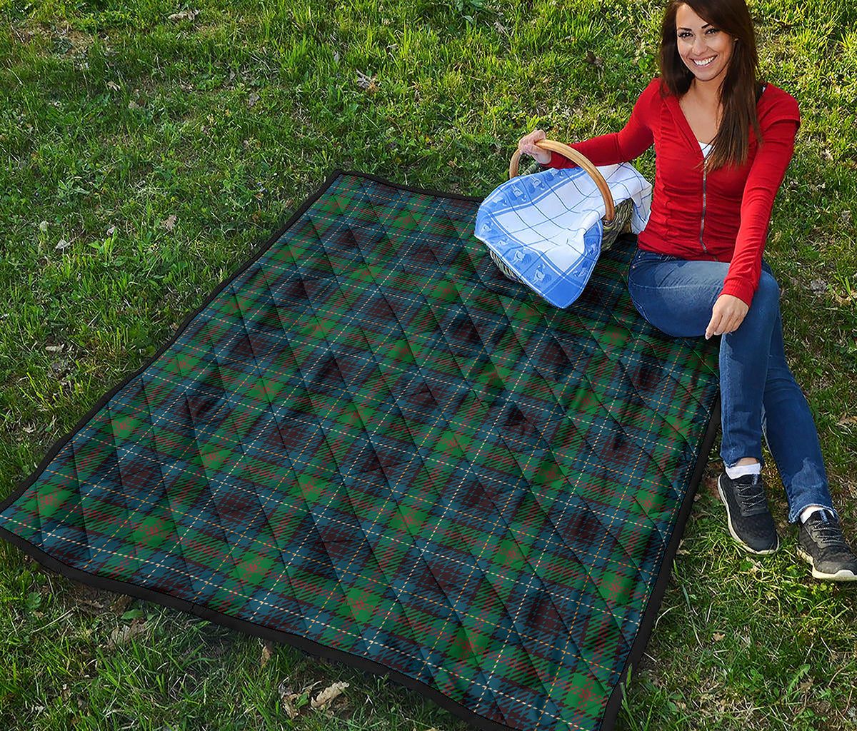 Blue And Green Tartan Pattern Print Quilt
